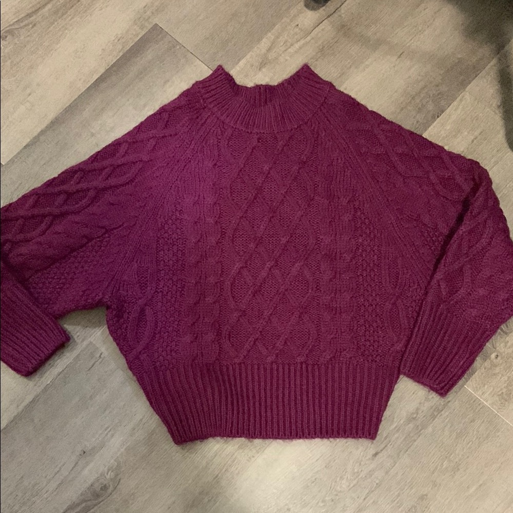 Cable Knit Burgundy Sweater